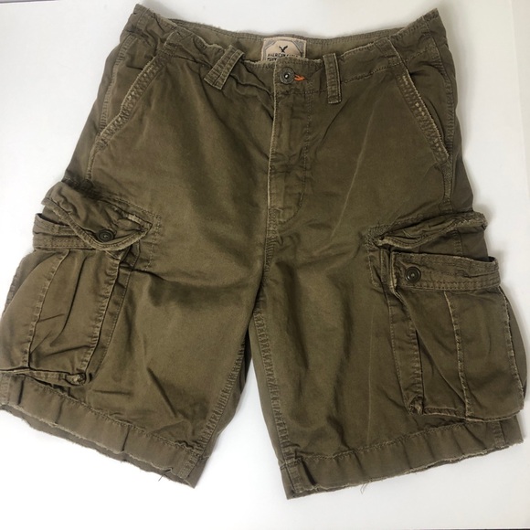 American Eagle Army Green Cargo Shorts Size 33 - Picture 2 of 8